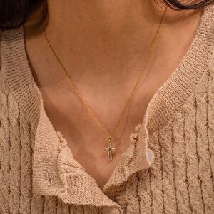 18k Gold Plated *Delicate Cross* Pendant Necklace